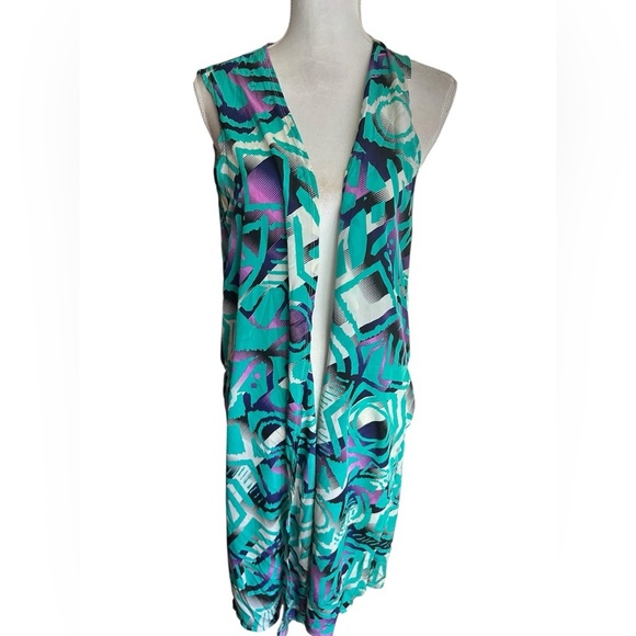 Vibrant Multicolor Sleeveless duster extra long vest by LulaRoe - Picture 2 of 6